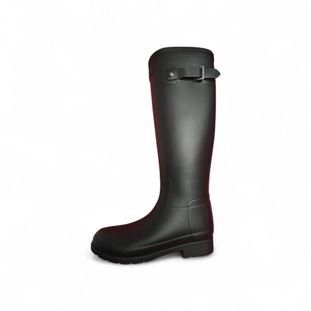 HUNTER WOMENS ORIGINAL REFINED WIDE CALF RAIN BOOT MATTE BLACK US 6 (UK 4)